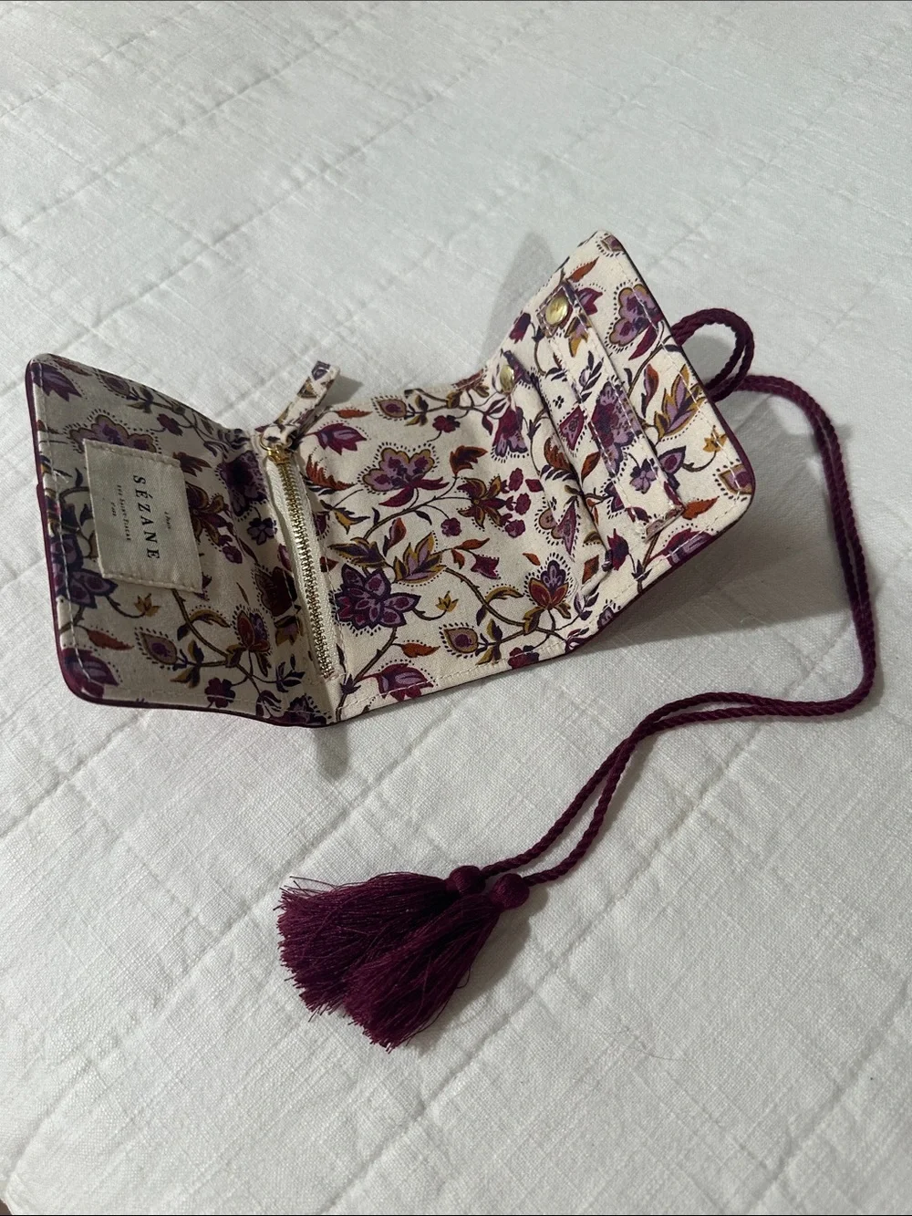 Floral Printed Jewelry Case in Purple and Cream